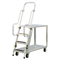 Aluminum Stock Picking Ladder Cart, Aluminum, 22" W x 51-1/2" D, 2 Shelves, 800 lbs. Capacity Industrial Sales