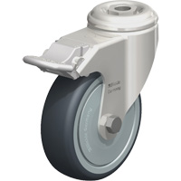 Stainless Steel Thermoplastic Elastomer Caster, Swivel with Brake, 4" (102 mm) Dia., 240 lbs. (108 kg.) Capacity Industrial Sales
