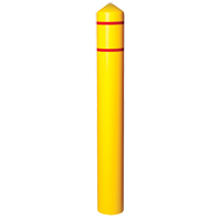 Smooth Bollard Cover With Reflective Stripes, 4" Dia. x 56" L, Yellow Industrial Sales