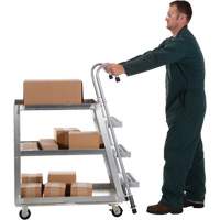 Stockpicker Truck, Aluminum, 21-7/8" W x 40" D, 3 Shelves, 660 lbs. Capacity Industrial Sales