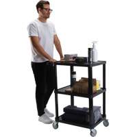 Chariot utilitaire avec tablette plate, 3 tiers, 18-1/8" x 37-3/8" x 27-3/4", Capacit&eacute; 330 lb Industrial Sales