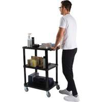 Chariot utilitaire avec tablette plate, 3 tiers, 18-1/8" x 37-3/8" x 27-3/4", Capacit&eacute; 330 lb Industrial Sales