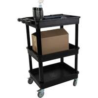 Chariot utilitaire avec tablette &agrave; bordure profonde, 3 tiers, 19" x 39-1/2" x 28-1/4", Capacit&eacute; 330 lb Industrial Sales