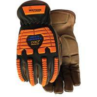Drill Sergeant Impact Gloves, Large, Grain Leather Palm, Slip-On Cuff Industrial Sales