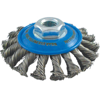 Brosses soucoupes &agrave; fils nou&eacute;s, Dia. 4", Fils 0,02", Arbre 5/8"-11, Acier inoxydable Industrial Sales