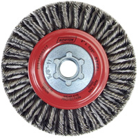 Brosse &agrave; fils nou&eacute;s pour cordons de soudure pour meuleuse angulaire, Dia. 4", Fils 0,02", Arbre 5/8"-11, Acier Industrial Sales