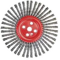 Brosse &agrave; fils nou&eacute;s pour cordons de soudure, Dia. 12", Fils 0,035", Arbre 1", Acier Industrial Sales