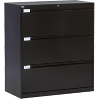 Lateral Filing Cabinet, Steel, 3 Drawers, 36" W x 18" D x 40-1/16" H, Black Industrial Sales