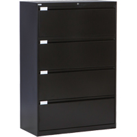 Lateral Filing Cabinet, Steel, 4 Drawers, 36" W x 18" D x 53-3/8" H, Black Industrial Sales