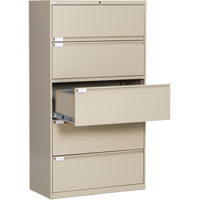Lateral Filing Cabinet, Steel, 5 Drawers, 36" W x 18" D x 65-1/2" H, Beige Industrial Sales