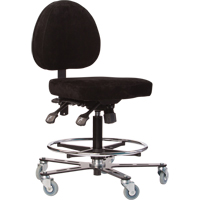 TF180 Welding Grade Ergonomic Stools, Suede, Black, 300 lbs. Capacity Industrial Sales