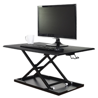 Adjustable Stand-Up Desk, Desktop Unit, 15-3/4" H x 31-1/2" W x 22-1/2" D, Black Industrial Sales