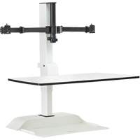 Soar Sit/Stand Electric Desk with Dual Monitor Arm, Desktop Unit, 37-1/4" H x 27-3/4" W x 22" D, White Industrial Sales