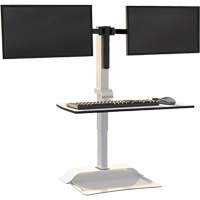 Soar Sit/Stand Electric Desk with Dual Monitor Arm, Desktop Unit, 37-1/4" H x 27-3/4" W x 22" D, White Industrial Sales