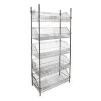 Wire Basket Shelving Unit, 5 Tiers, 48" W x 74" H x 24" D Industrial Sales