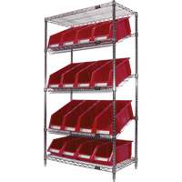 Slanted Wire Shelf with Bins, 5 Tiers, 36" W x 63" H x 18" D Industrial Sales