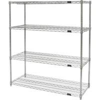 Heavy-Duty Chromate Wire Shelving, 4 Tiers, 36" W x 54" H x 24" D Industrial Sales
