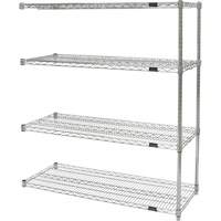 Heavy-Duty Chromate Wire Shelving, Add-On Kit, 4 Tiers, 36" W x 54" H x 24" D Industrial Sales