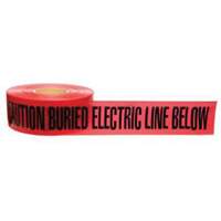 Ruban d'avertissement de danger souterrain Buried Electric Line Identoline, 3" la x 1000' lo, Noir/rouge Industrial Sales