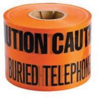 Ruban d'avertissement de danger souterrain Buried Telephone Line Identoline, 6" la x 1000' lo, Noir/orange Industrial Sales