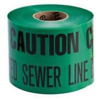 Ruban d'avertissement de danger souterrain Buried Sewer Line Identoline, 6" la x 1000' lo, Noir sur vert Industrial Sales