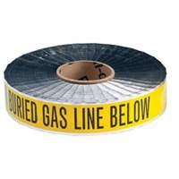 Ruban d'avertissement de danger souterrain Gas Line Identoline, 2" la x 1000' lo, Noir sur jaune Industrial Sales