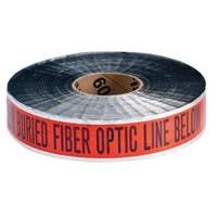Ruban d'avertissement de danger souterrain Fiber Optic Line Identoline, 2" la x 1000' lo, Noir/orange Industrial Sales