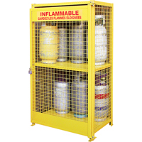 Gas Cylinder Cabinets, 12 Cylinder Capacity, 44" W x 30" D x 74" H, Yellow Industrial Sales