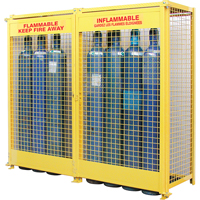 Gas Cylinder Cabinets, 20 Cylinder Capacity, 88" W x 30" D x 74" H, Yellow Industrial Sales