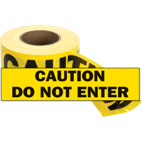 Rubans pour barricades, Anglais, 3" la x 1000' lo, 2 mils, Noir sur jaune Industrial Sales