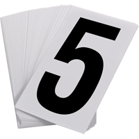 Num&eacute;ros autocollants, 5, 3-1/2" h, Noir sur blanc Industrial Sales