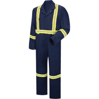 Enhanced Visibility Coveralls, Men's, Navy Blue, Size 38 Industrial Sales
