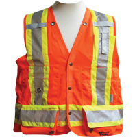 Vestes de s&eacute;curit&eacute; pour arpenteur, Orange haute visibilit&eacute;, Moyen, Polyester Industrial Sales