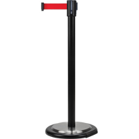 Free-Standing Crowd Control Barrier, Steel, 35" H, Red Tape, 12' Tape Length Industrial Sales