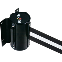Barri&egrave;re &agrave; fixation murale, Acier, Fixation par vis, 7', Ruban Noir/Blanc Industrial Sales