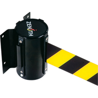 Barri&egrave;re &agrave; fixation murale, Acier, Fixation par vis, 7', Ruban Noir/Jaune Industrial Sales
