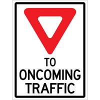 Enseigne enroulable de circulation  Yield to Oncoming Traffic , 36" x 48", Vinyle, Anglais avec pictogramme Industrial Sales