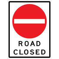 Enseigne enroulable de circulation  Road Closed , 36" x 48", Vinyle, Anglais avec pictogramme Industrial Sales