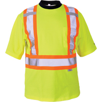 Safety T-Shirt, Polyester, Medium, High Visibility Lime-Yellow Industrial Sales