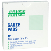 Gaze, Tampon, 3" lo x 3" la, St&eacute;rile, Dispositif m&eacute;dical Classe 1 Industrial Sales