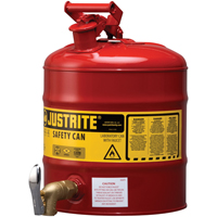 Laboratory Safety Can with Faucet, Type I, Steel, 5 US gal., Red, FM Approved Industrial Sales