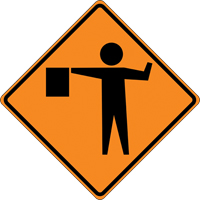 Panneau de construction enroulable - Tilt-Adjust signaleur, 36" x 36", Vinyle, Pictogramme Industrial Sales