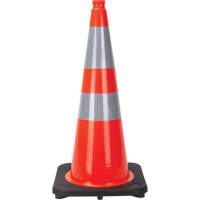 C&ocirc;ne de signalisation, 28", Orange, Bande(s) r&eacute;fl&eacute;chissante(s) 4" & 6" Industrial Sales