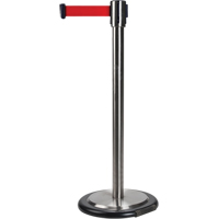 Free-Standing Crowd Control Barrier, Steel, 35" H, Red Tape, 12' Tape Length Industrial Sales