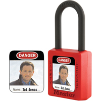 &eacute;tiquettes d'identification &agrave; photo pour cadenas en thermoplastique Zenex Industrial Sales