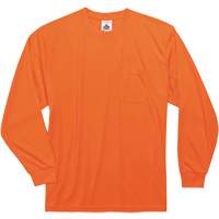 GloWear 8091 Non-Certified Long Sleeve T-Shirt, Polyester, Small, High Visibility Orange Industrial Sales