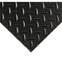 Diamond-Plate Switchboard Matting No.701, 2' W x 10' L, 1/4" Thickness, Black, PVC Industrial Sales