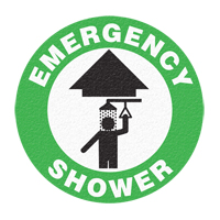 "Emergency Shower" Floor Sign, Adhesive, English with Pictogram Industrial Sales
