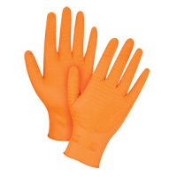 Gants de poids lourd Gripper, Moyen, Nitrile, 7 mils, Sans poudre, Orange Industrial Sales