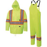 5619 150D Oxford Rain Suit, Polyester, 2X-Large, High Visibility Lime-Yellow Industrial Sales